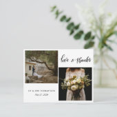 Trouwtypografie Liefde & Bedankt | Twee foto's Briefkaart (Staand voorkant)