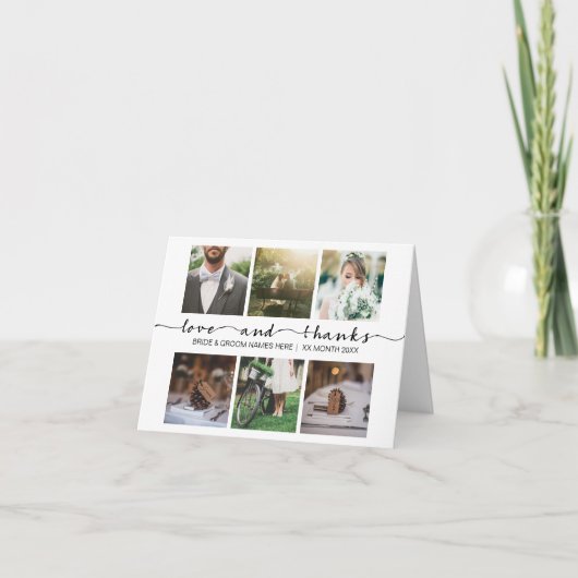 Trouwtypografie 'Liefde & Dank' Minimalistische fo Bedankkaart (Voorkant)