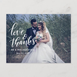 Trouwtypografie Liefde en Bedankt | Koppelfoto Briefkaart