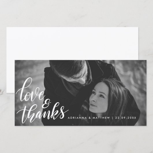 Trouwtypografie Liefde en Dank | Koppel Foto Bedankkaart (Voorkant / Achterkant)