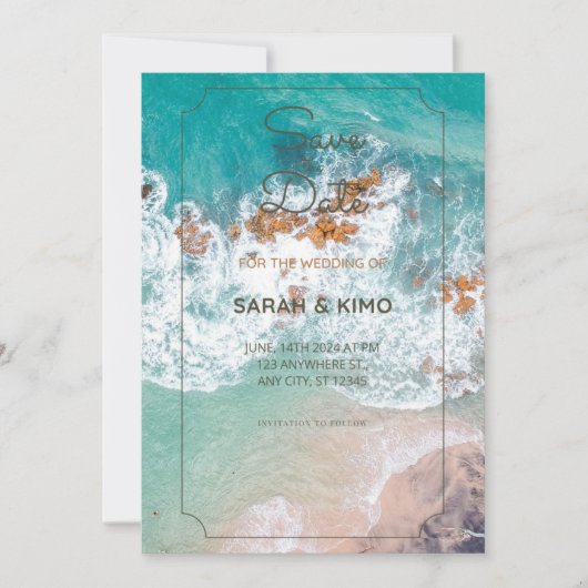Trouwuitnodiging aan zee kaart (Voorkant)