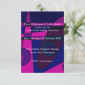 Trouwuitnodiging Abstract Heet Roze Paars (Staand voorkant)