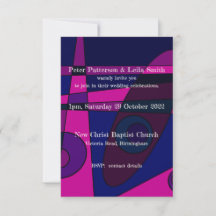 Trouwuitnodiging Abstract Heet Roze Paars