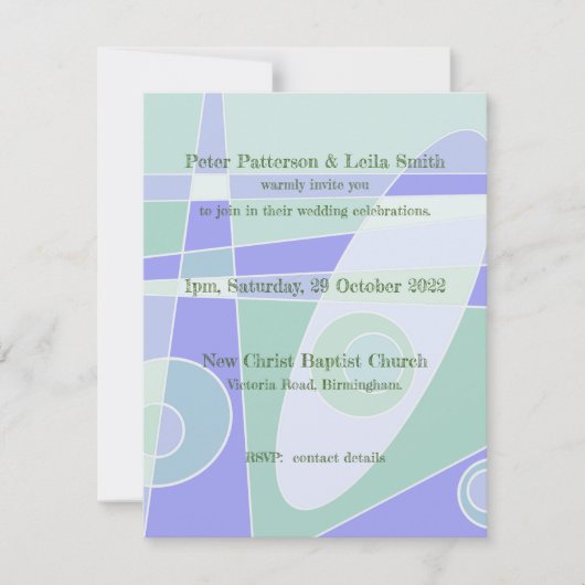 Trouwuitnodiging Abstract Pastel Paars Groen (Voorkant)