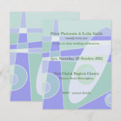 Trouwuitnodiging Abstract Pastel Paars Groen (Voorkant / Achterkant)