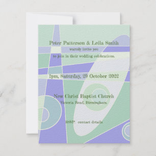 Trouwuitnodiging Abstract Pastel Paars Groen   