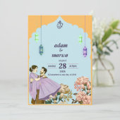 Trouwuitnodiging: Adam & Marwa Kaart (Staand voorkant)