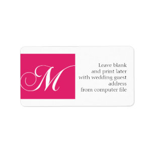 Trouwuitnodiging Adresetiketten Roze Monogram M Etiket