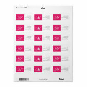 Trouwuitnodiging Adresetiketten Roze Monogram M Etiket (Full Sheet)