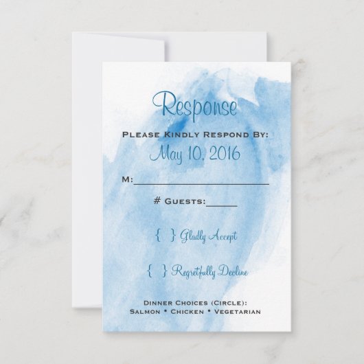 Trouwuitnodiging Aquarel Blauw RSVP (Voorkant)