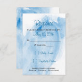 Trouwuitnodiging Aquarel Blauw RSVP (Voorkant / Achterkant)