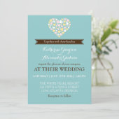 Trouwuitnodiging Baby Blue Wit Kleine Hartjes Kaart (Staand voorkant)