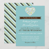 Trouwuitnodiging Baby Blue Wit Kleine Hartjes Kaart (Voorkant / Achterkant)