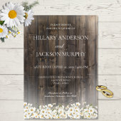 Trouwuitnodiging Barnwood en Madeliefjes Kaart