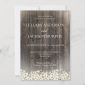 Trouwuitnodiging Barnwood en Madeliefjes Kaart (Voorkant)