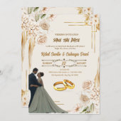 TROUWUITNODIGING, BEWAAR DE DATUM KAART (Voorkant / Achterkant)