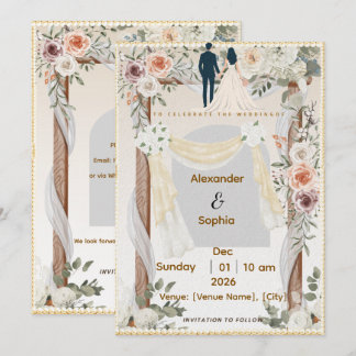 Trouwuitnodiging | Bewerkbare Moderne Sjabloon Kaart