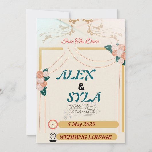 Trouwuitnodiging - bewerkbare Sjabloon (Voorkant)