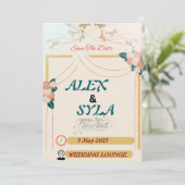 Trouwuitnodiging - bewerkbare Sjabloon (Staand voorkant)