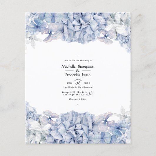 Trouwuitnodiging Blauwe Hortensia's Flyer (Voorkant)