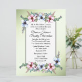 Trouwuitnodiging bloemen groen kaart (Staand voorkant)