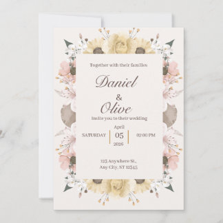 Trouwuitnodiging Bloemig Elegant Ontwerp Kaart