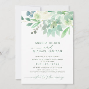 Trouwuitnodiging Bloemige Succulent Waterverf Groe Kaart