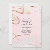 Trouwuitnodiging Blush Roze Strand Kaart (Voorkant)
