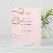 Trouwuitnodiging Blush Roze Strand Kaart (Staand voorkant)