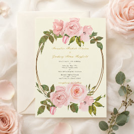 Trouwuitnodiging Blush Rozen Tuin Kaart