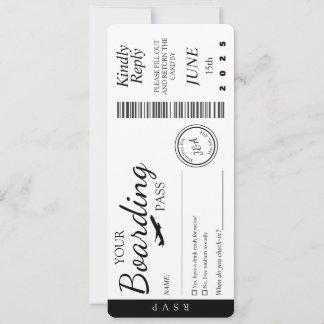 Trouwuitnodiging - Boarding Pass RSVP Kaart