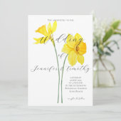Trouwuitnodiging Botanisch 2 gele narcissen  Kaart (Staand voorkant)