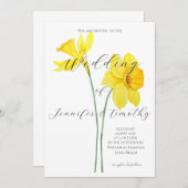 Trouwuitnodiging Botanisch 2 gele narcissen  Kaart (Voorkant / Achterkant)