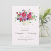 Trouwuitnodiging Botanische rode rozen Kaart (Staand voorkant)