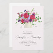 Trouwuitnodiging Botanische rode rozen Kaart (Voorkant / Achterkant)