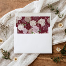 Trouwuitnodiging Burgundy Hydrangea Groenery