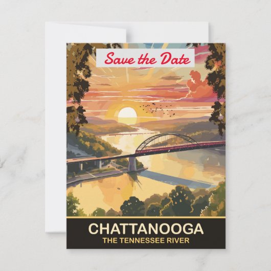 Trouwuitnodiging Chattanooga Tennessee River Save The Date (Voorkant)