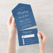 Trouwuitnodiging Classic Blue & Losbladige RSVP