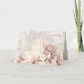 Trouwuitnodiging - Crème-wit-roze rozen. (Voorkant)