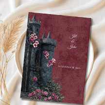 Trouwuitnodiging Donkere Academie Kasteel Bloemen