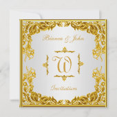 Trouwuitnodiging Elegant Goud Kaart (Voorkant)