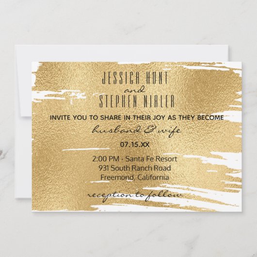 Trouwuitnodiging Elegant in Zwart en Goud Kaart (Voorkant)