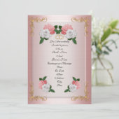 Trouwuitnodiging elegante formele roze rozen kaart (Staand voorkant)