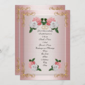 Trouwuitnodiging elegante formele roze rozen kaart (Voorkant / Achterkant)