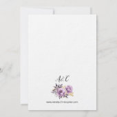 Trouwuitnodiging elegante lila bloemenUitnodiging Kaart (Achterkant)