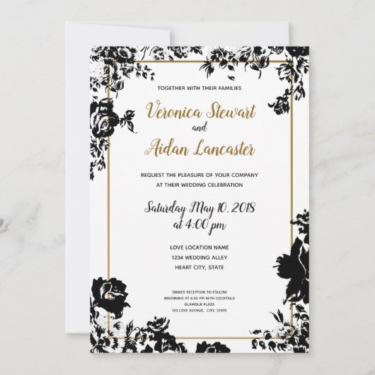 Trouwuitnodiging Elegante Mode Illustratie Kaart (Achterkant)