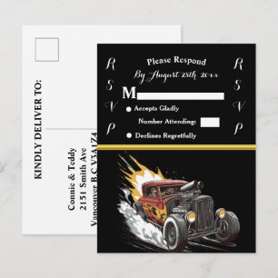 Trouwuitnodiging en Hot Rod Uitnodiging Briefkaart