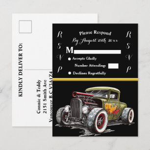 Trouwuitnodiging en Hot Rod Uitnodiging Briefkaart
