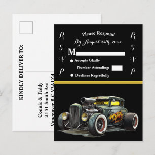 Trouwuitnodiging en Hot Rod Uitnodiging Briefkaart