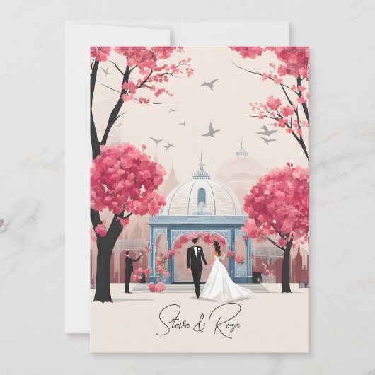 Trouwuitnodiging en -programma Roos Kaart (Voorkant)